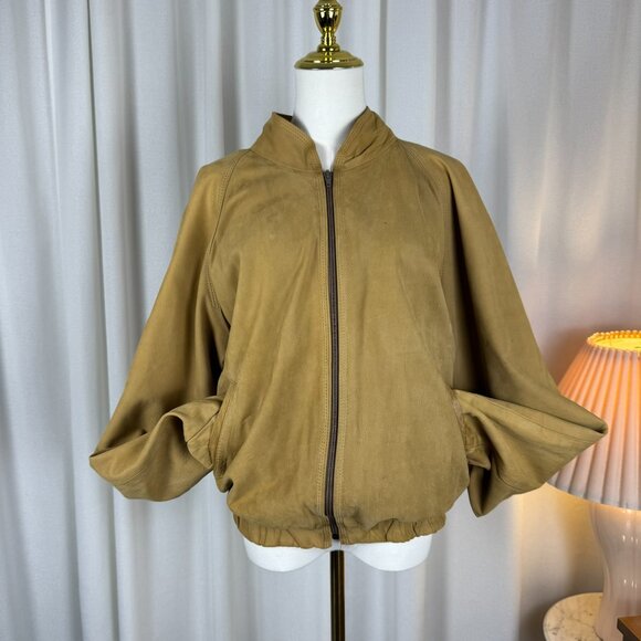 Vintage Leather Bomber Jacket Tan Men's Large - Picture 4 of 16